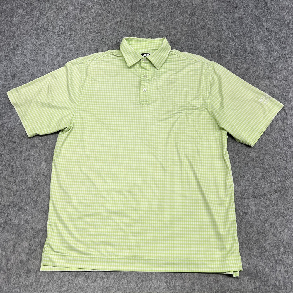 FootJoy Polo Shirt Mens Large Green Gingham Golf Stretch MillerCoors Cup 2013